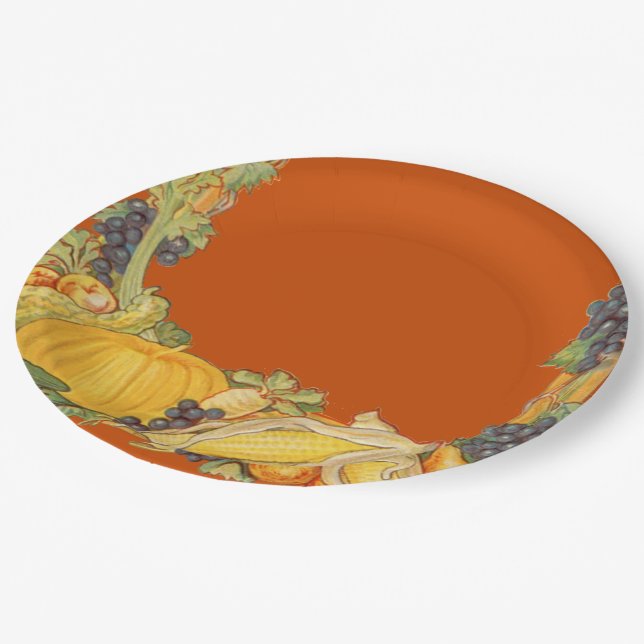Thanksgiving Foods Paper Plate (Angled)