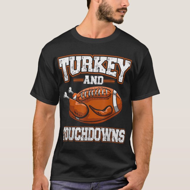 Thanksgiving Football Men Boys Kids Turkey And Tou T-Shirt (Front)