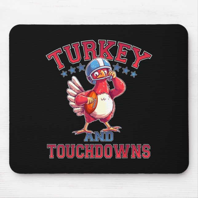 Thanksgiving Football Turkey &amp; Touchdowns Game Mouse Mat (Front)