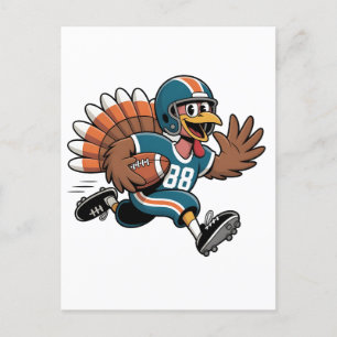 Thanksgiving Football Turkey Fantasy Football Invitation Postcard