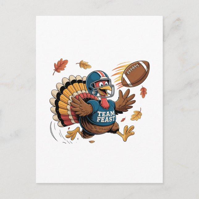 Thanksgiving Football Turkey Fantasy Football Invitation Postcard (Front)