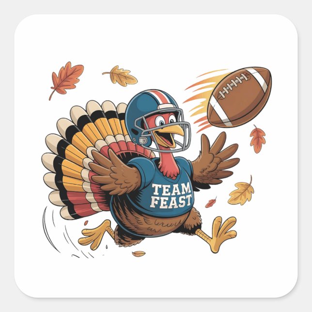 Thanksgiving Football Turkey Fantasy Football Square Sticker (Front)