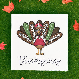Thanksgiving Football Turkey Festive Party Napkin