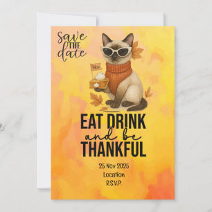 Thanksgiving  for Cat Lovers with Pumpkin Pie Invitation