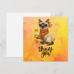 Thanksgiving for Cat Lovers with Pumpkin Pie Thank You Card