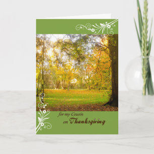 Thanksgiving for Cousin Fall Colours Park Scene Holiday Card