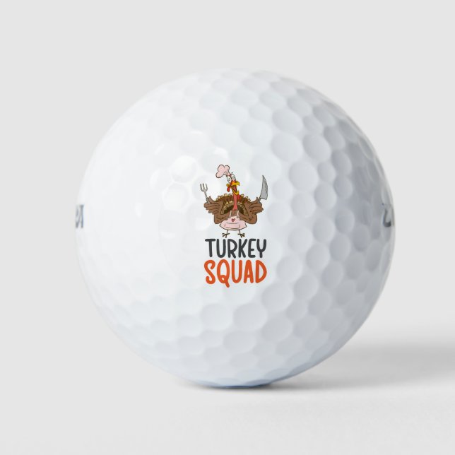 Thanksgiving for golfer with Cute turkey  Golf Balls (Front)