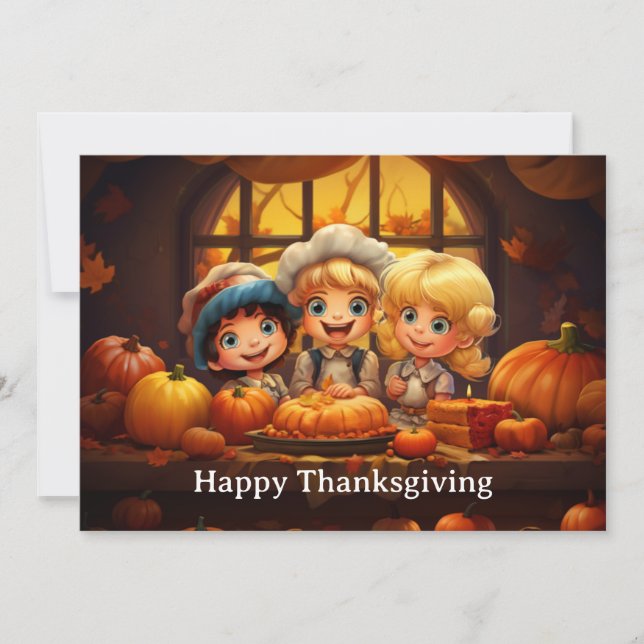 Thanksgiving for Kids 25 Holiday Card (Front)