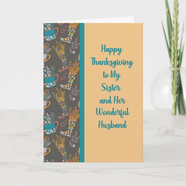 Thanksgiving for Sister & Husband Tan & Brown Card (Front)
