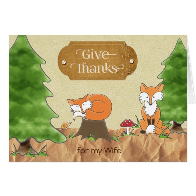 Thanksgiving for Wife Scrapbook-look Woods Foxes (Front Horizontal)