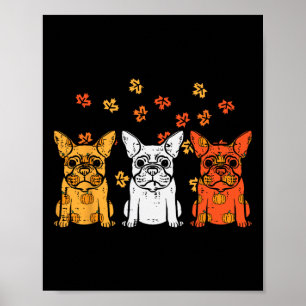 Thanksgiving French Bulldog Fall Frenchie Dog Men Poster
