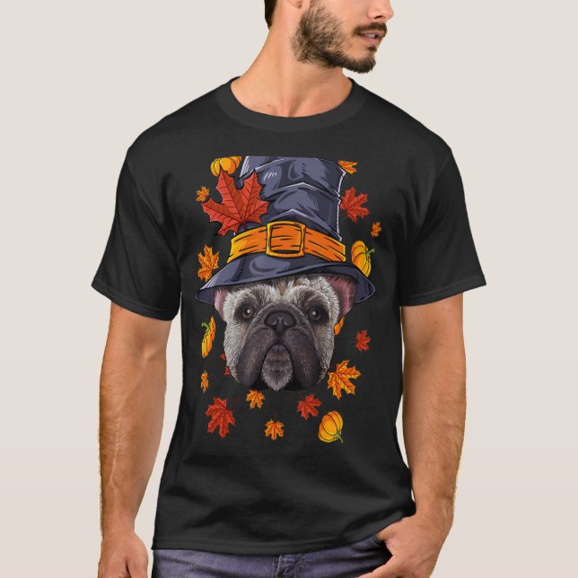 Thanksgiving French Bulldog Pilgrim Costume Fall A T-Shirt (Front)