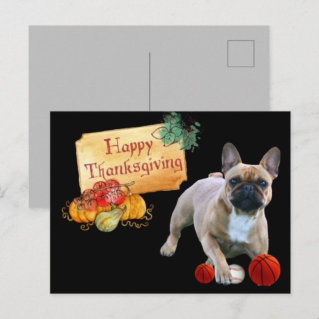 Thanksgiving French Bulldog postcard (Front/Back)