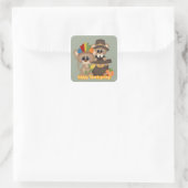 Thanksgiving friends Holiday pilgrim Indian mice Square Sticker (Bag)