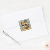 Thanksgiving friends Holiday pilgrim Indian mice Square Sticker (Envelope)