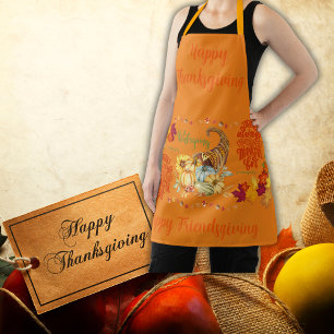 Thanksgiving Friendsgiving Autumn on orange   Apron