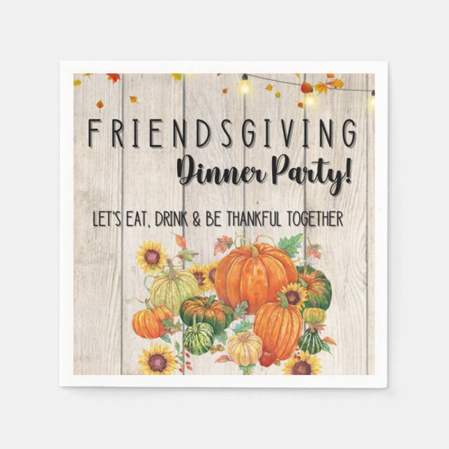 Thanksgiving Friendsgiving Cocktail Napkins (Front)