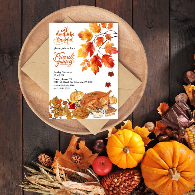 Thanksgiving Friendsgiving Dinner Fall Turkey Invitation (Creator Uploaded)