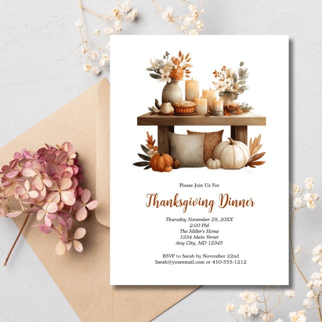 Thanksgiving Friendsgiving Fall Autumn Dinner Invitation (Thanksgiving Friendsgiving Fall Autumn Dinner Party Invitation Printed or Digital Download)