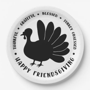 Thanksgiving Friendsgiving Fall Turkey Holiday Paper Plate
