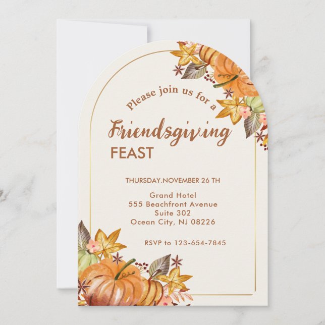 Thanksgiving Friendsgiving Modern Dinner Party  Invitation (Front)