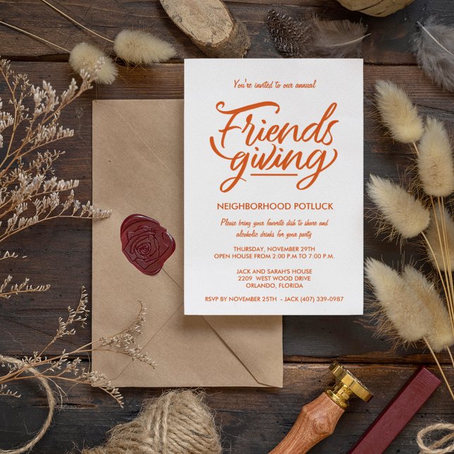 Thanksgiving Friendsgiving Neighbourhood Potluck  Invitation (Creator Uploaded)