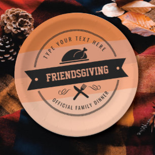 Thanksgiving Friendsgiving Turkey Personalized Paper Plate