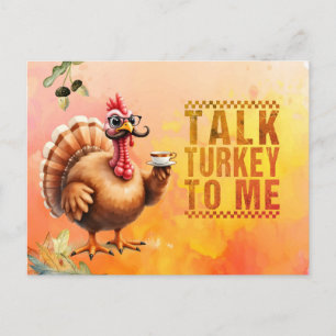 Thanksgiving funny saying with turkey holiday postcard