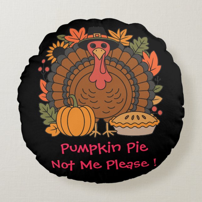 Thanksgiving, Funny Turkey Chef, Gobble, Modern  Round Cushion (Front)