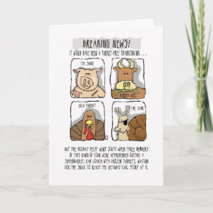 Thanksgiving Funny Turkey Comic Holiday Card