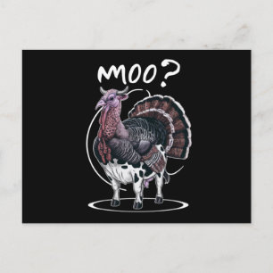 Thanksgiving Funny Turkey Cow Moo Fall Holiday Postcard