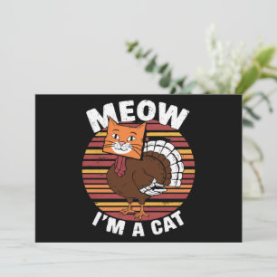 Thanksgiving Funny Turkey Fake Cat Retro  Invitation
