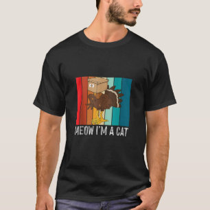 Thanksgiving Funny Turkey Fake Cat Retro Meow I m  T-Shirt