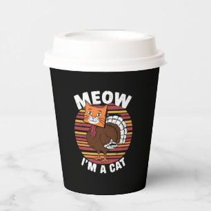 Thanksgiving Funny Turkey Fake Cat Retro  Paper Cups