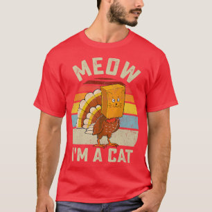 Thanksgiving Funny Turkey Fake Cat Retro Women Men T-Shirt