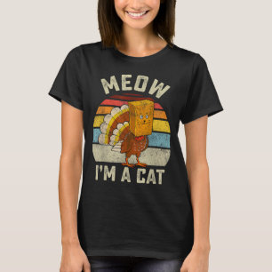 Thanksgiving Funny Turkey Fake Cat Retro Women Men T-Shirt