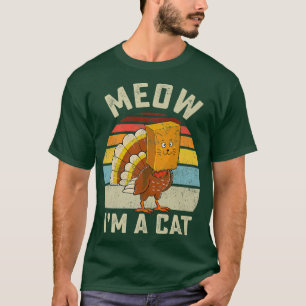 Thanksgiving Funny Turkey Fake Cat Retro Women Men T-Shirt