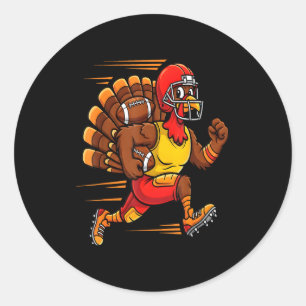 Thanksgiving Funny Turkey Playing Football Men Boy Classic Round Sticker