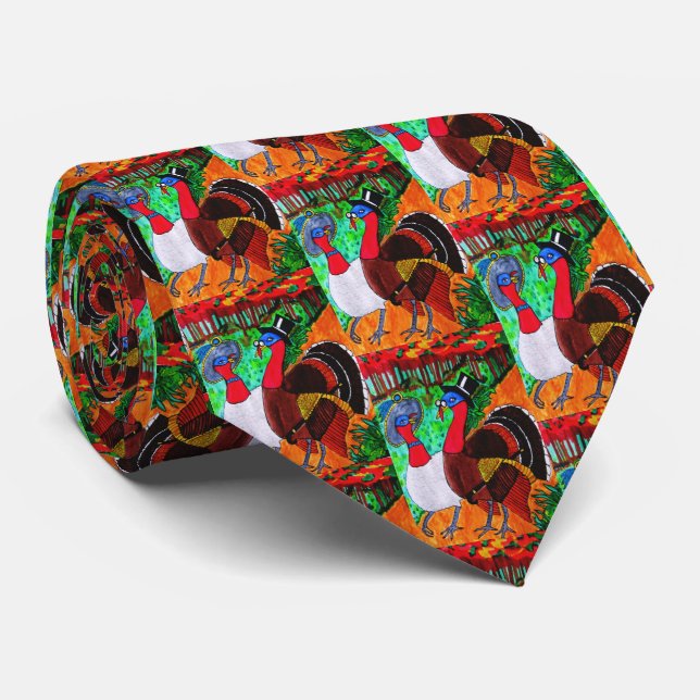 THANKSGIVING FUNNY TURKEY tie (Rolled)