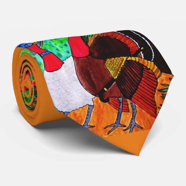 THANKSGIVING FUNNY TURKEY tie (Rolled)