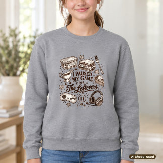 Thanksgiving Gamer Leftovers Vintage Food Art Sweatshirt