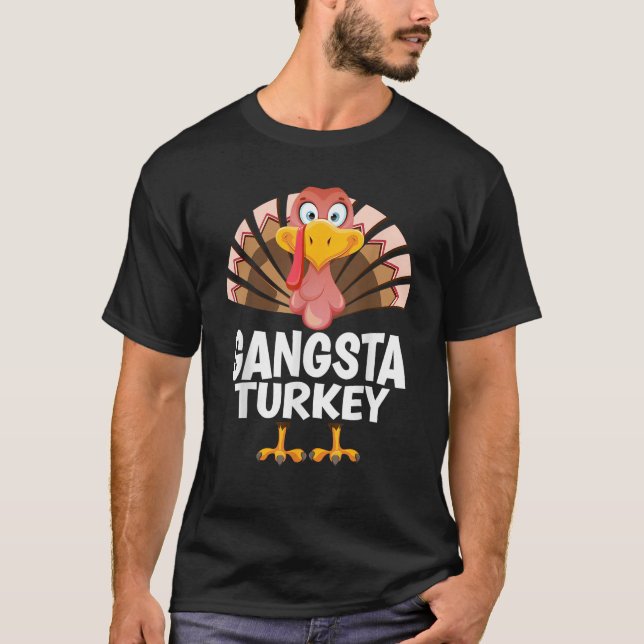 Thanksgiving Gangsta Turkey Matching Pajama  T-Shirt (Front)