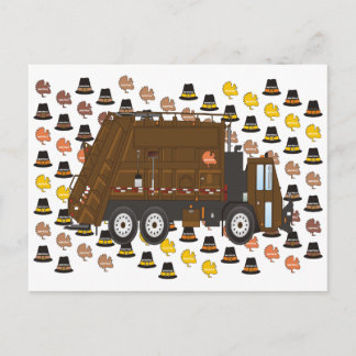 Thanksgiving Garbage Truck November Holiday Postcard