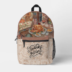 Thanksgiving, Gathering, Whole Roast Roast Turkey Printed Backpack