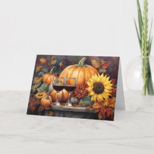 Thanksgiving General with Wine Cute Funny Holiday Card