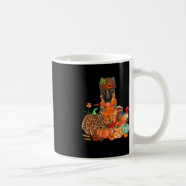 Thanksgiving German Shepherd With Turkey Fall Pump Coffee Mug (Right)