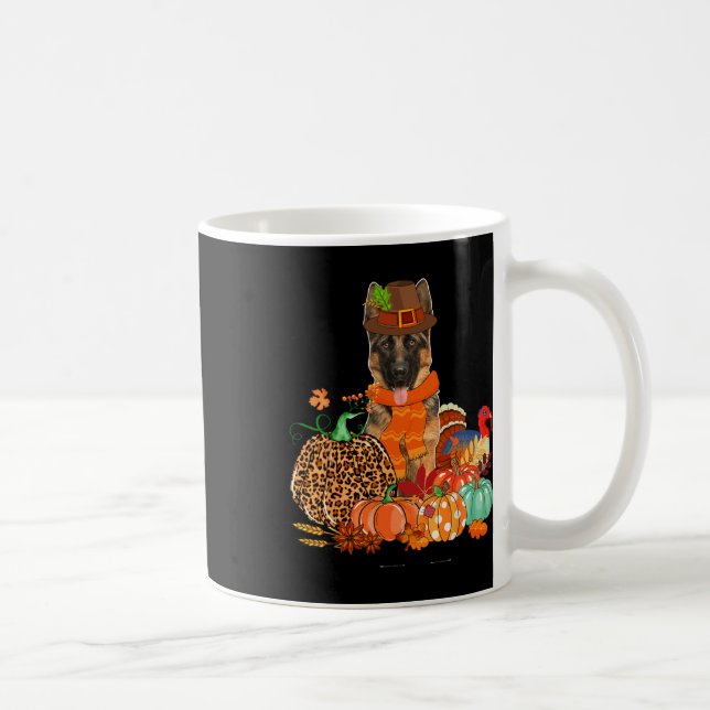 Thanksgiving German Shepherd With Turkey Fall Pump Coffee Mug (Right)
