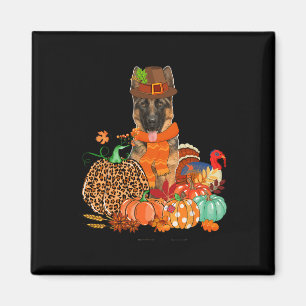 Thanksgiving German Shepherd With Turkey Fall Pump Magnet