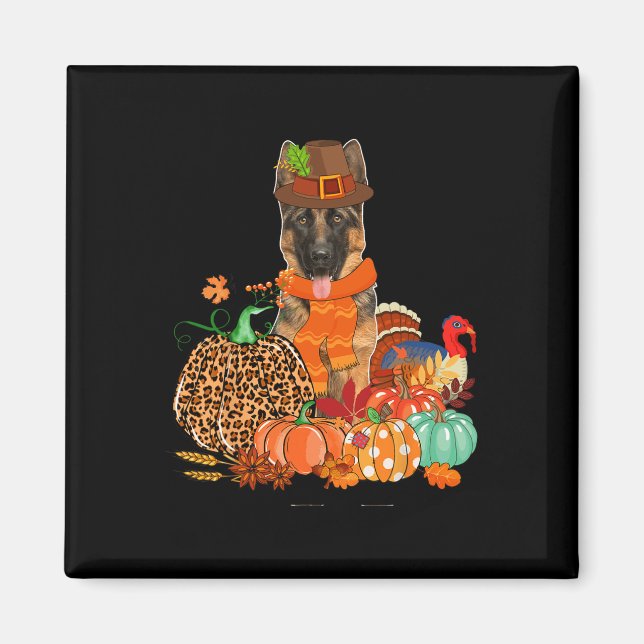 Thanksgiving German Shepherd With Turkey Fall Pump Magnet (Front)