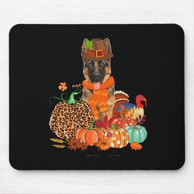 Thanksgiving German Shepherd With Turkey Fall Pump Mouse Mat (Front)